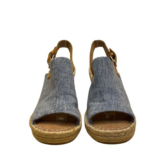 Toms Womens Tan & Denim Wedge Espadrille Slingback Open-Toe Sandals Size 7.5 - Picture 2 of 10